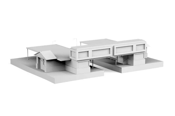 Estación Tren Maqueta Sobre Fondo Blanco Con Espacio Para Texto —  Fotos de Stock