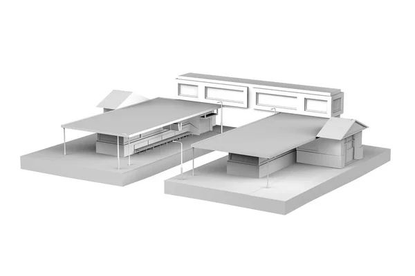 駅モックアップ上の白い背景にテキスト用スペース リアビュー 3Dレンダリング — ストック写真