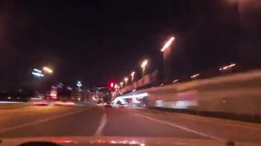 4 k Timelapse: Pov gece şehir sokakları araba araba. Moscow, Rusya Federasyonu.