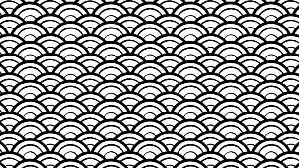 Traditional Japanese Paper Pattern Black and White Background Animation. 4K Motion Graphics. — Stock Video