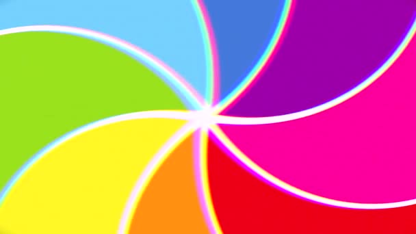 Hypnotic Rainbow Spiral TV Screen Noise Seamless Loop Animation 4K Fundo feliz positivo . — Vídeo de Stock