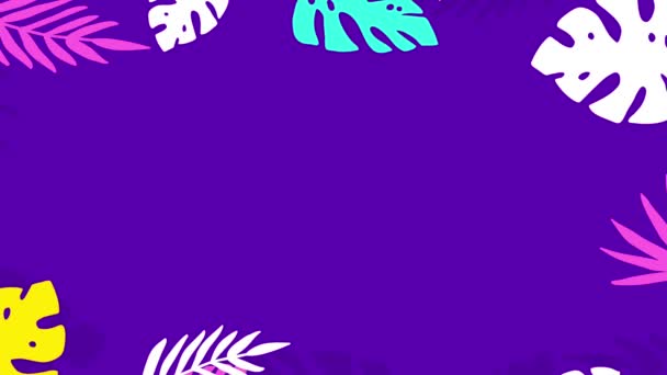 Красочные тропические джунгли Фон рамка пальмовых листьев. 4K Animated Footage . — стоковое видео