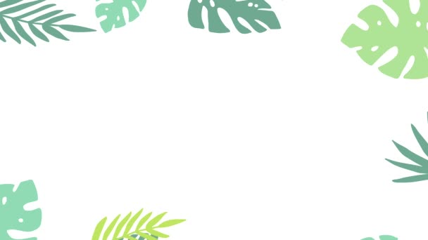 Tropical Jungle Background Frame of Palm Tree Leaves (en inglés). Imágenes animadas 4K . — Vídeo de stock
