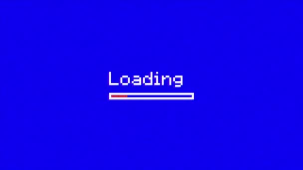 Loading Bar Old Noisy Monitor Pixel Art Retro Style Progress — Stock Video