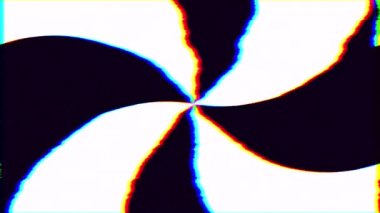 Psychedelic siyah ve beyaz Spiral Tv ekranı gürültü sorunsuz döngü animasyon 4k hipnotik arka plan.