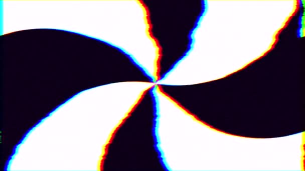 Psychedelic siyah ve beyaz Spiral Tv ekranı gürültü sorunsuz döngü animasyon 4k hipnotik arka plan. — Stok video
