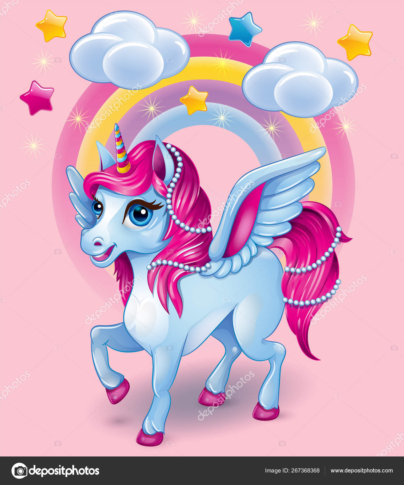 Cute Pink Unicorn Rainbow Background Stock Vector Image by ©emma008  #267368368
