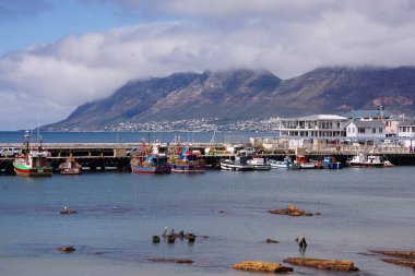 Harbour House ve Muizenberg 'in geçmişine sahip parlak boyalı balıkçı tekneleriyle dolu büyüleyici bir liman..                             