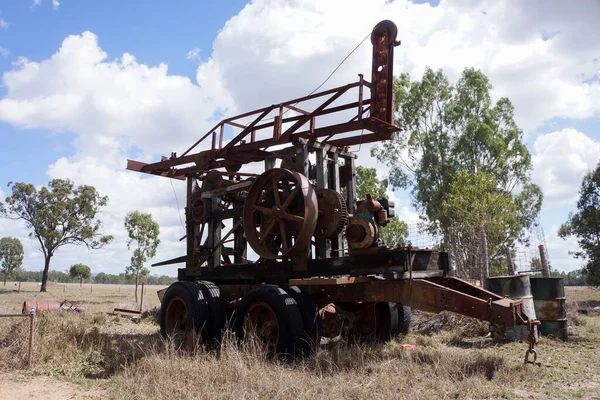 Vieille Plate Forme Forage Hydraulique Essence Vintage Utilisée Dans Les — Photo