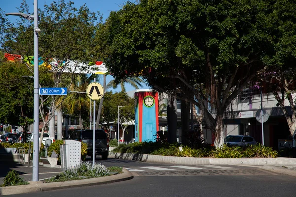 Une Scène Rue Mackay Queensland Australie Avec Jardins Horloge Art — Photo