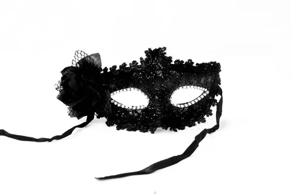 Masque Vénitien Noir Fantaisie Avec Dentelle Diamantes Pour Carnaval Fasching — Photo