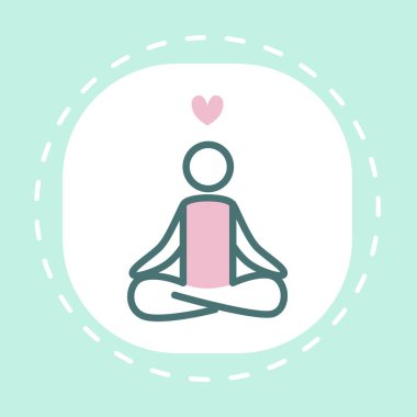 Meditasyon vektör illüstrasyon tıbbi bilgi rozetleri