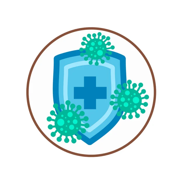 kalkan koruması virüs tasarımı vektör illüstrasyon tıbbi bilgi rozetleri