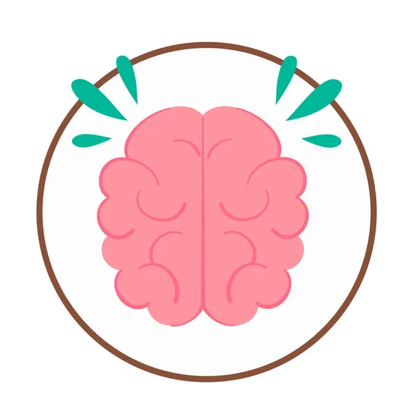 Disegno Del Cervello Vettoriale Illustrazione Informazioni Mediche Badge — Vettoriale Stock