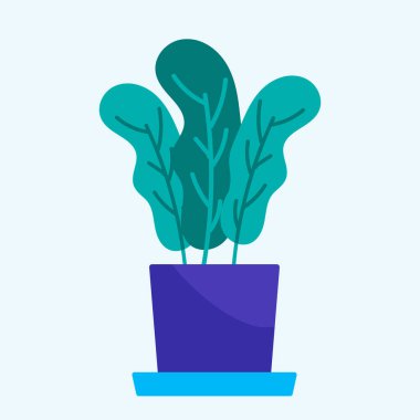 Çiçek tasarımı vektörü düz nesneler, saksı ve dekoratif bitki bahçesi