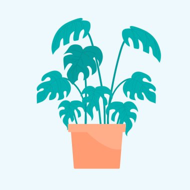 Çiçek tasarımı vektörü düz nesneler, saksı ve dekoratif bitki bahçesi