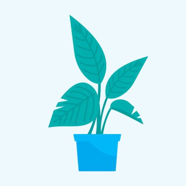 Çiçek tasarımı vektörü düz nesneler, saksı ve dekoratif bitki bahçesi