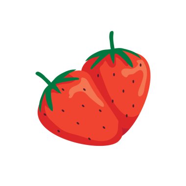 Çilek tasarımı vektör illüstrasyon nesneleri, taze meyve ve organik meyve yiyecekler