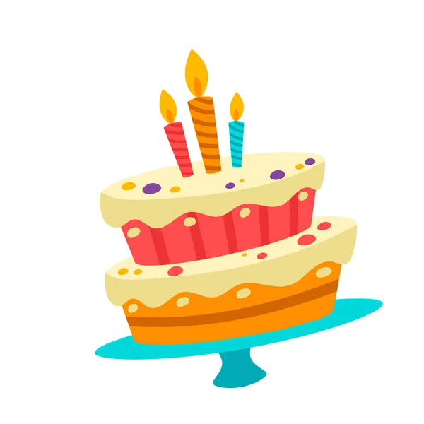 Birthday Cake Decoration Flat Objects Decoration Birthday — Stock Vector
