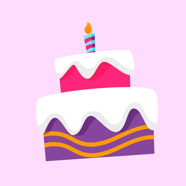 Pastel Cumpleaños Diseño Vector Objetos Planos Decoración Cumpleaños — Archivo Imágenes Vectoriales
