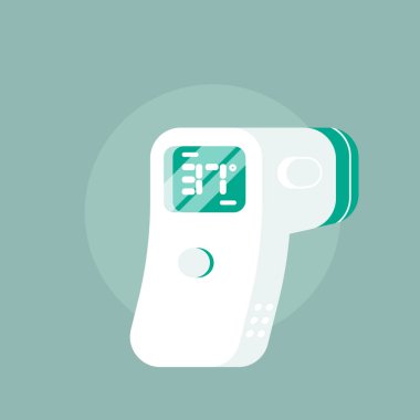 termometre tasarım vektörü illüstrasyon objesi tıbbi nesneler insan vücudunu ve ekipman koruması korona virüsü