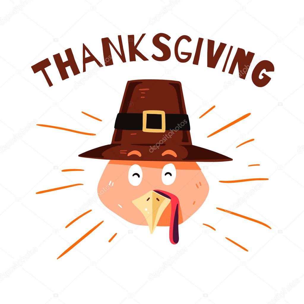 hand drawn thanks giving day badge design vector