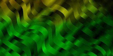 Açık yeşil, kıvrımlı sarı vektör şablonu. Uygunsuz gradyan çizgileri olan soyut çizimler. Reklamlar ve reklamlar için desen.