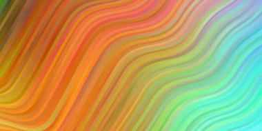 Kıvrımlı ışık çok renkli vektör deseni. Rengarenk çizgileri ve şekilleri olan parlak bir örnek. Reklamlar ve reklamlar için desen.