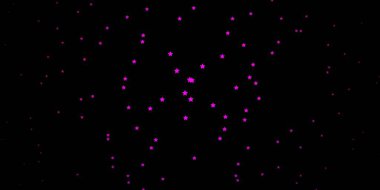 Küçük ve büyük yıldızlı koyu mor vektör arkaplan. Yıldızlı modern geometrik soyut çizim. Hediyeleri paketlemek için desen.