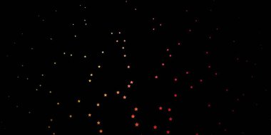 Koyu pembe, sarı vektör arkaplan ve renkli yıldızlar. Soyut tarzda renkli bir illüstrasyon ve değişken yıldızlar. Yeni yıl ilanı, broşürler için desen.