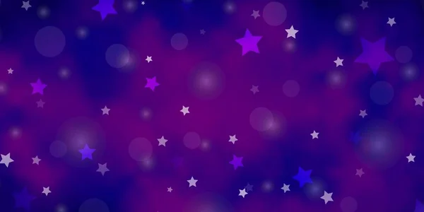 Roxo Claro Layout Vetor Rosa Com Círculos Estrelas Ilustração Com — Vetor de Stock