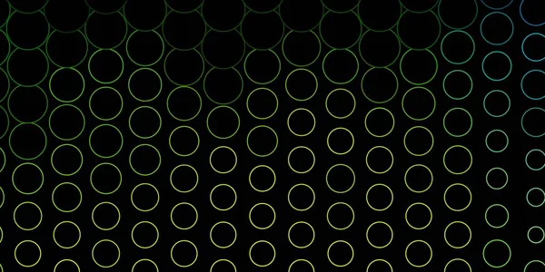 Dunkelgrüne Vektorschablone Mit Kreisen Abstrakte Bunte Scheiben Auf Einfachem Farbverlauf — Stockvektor