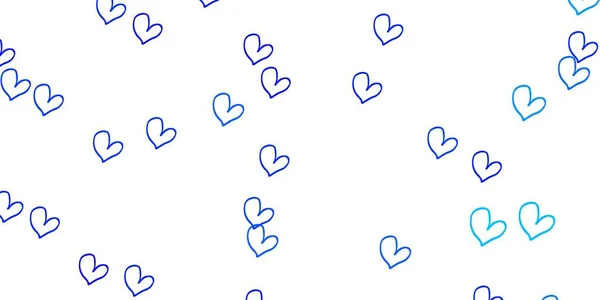 Light Blue Vector Template Doodle Hearts Decorative Shining Illustration Hearts — Stock Vector