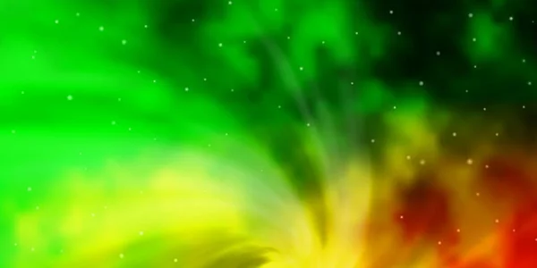 Светло Зеленый Желтый Векторный Фон Маленькими Большими Звездами Цветная Иллюстрация — стоковый вектор