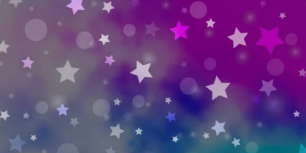 Rosa Claro Fondo Vector Azul Con Círculos Estrellas Ilustración Colorida — Vector de stock