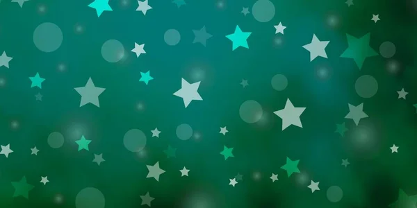 Patrón Vectorial Verde Claro Con Círculos Estrellas Ilustración Abstracta Brillo — Archivo Imágenes Vectoriales