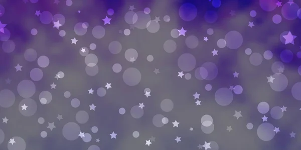 Светло Фиолетовый Векторный Фон Кругами Звездами Абстрактная Иллюстрация Красочными Пятнами — стоковый вектор