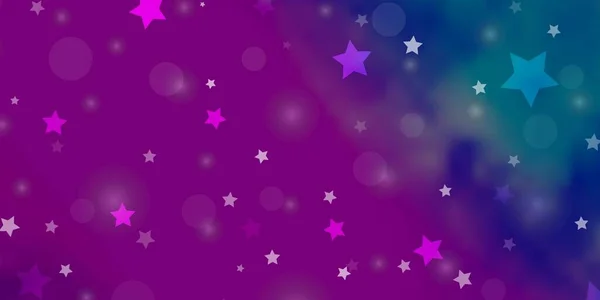 Rosa Claro Fondo Vector Azul Con Círculos Estrellas Discos Coloridos — Vector de stock