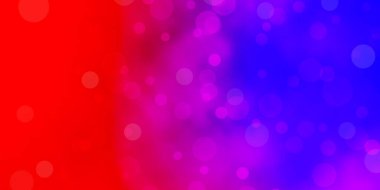 Açık mavi, noktalı kırmızı vektör arkaplanı. Basit gradyan arkaplandaki soyut renkli diskler. Broşürler, broşürler için desen.