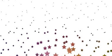 Koyu mavi, parlak yıldızlı sarı vektör düzeni. Yıldızlı bulanık dekoratif tasarım. Yeni yıl ilanı, broşürler için desen.