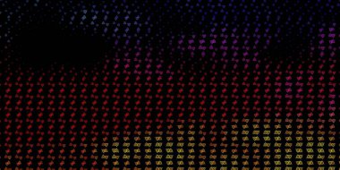 Koyu kırmızı, gizli sembollü sarı vektör arkaplan. Renkli mistik semboller. Antik tarzda bir eğilim var. Gizemli, mistik tasarımlar için arkaplan.