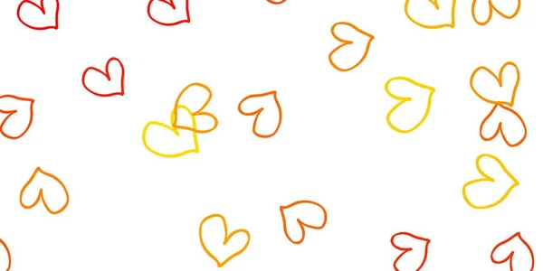 Plantilla Vectorial Naranja Claro Con Corazones Garabato Corazones Sobre Fondo — Vector de stock