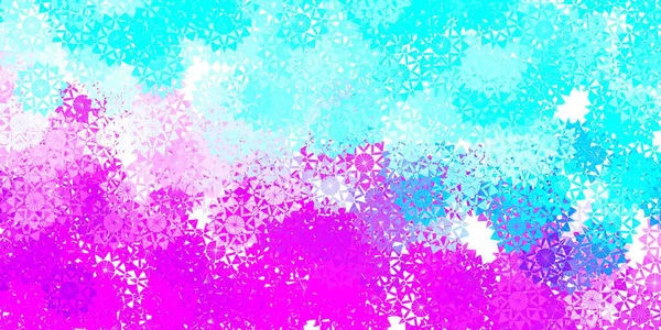 Világos Rózsaszín Kék Vektor Elrendezése Gyönyörű Hópelyhekkel Színes Hóelemek Dekoratív — Stock Vector