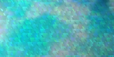 Üçgenli açık mavi vektör arkaplan. Üçgen şekilli ışıltılı soyut çizimler. Terfileriniz için tasarım.