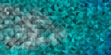 Açık mavi, üçgenli yeşil vektör arkaplan. Soyut arkaplanda renkli eğimli üçgenler. Duvar kağıtları için şablon.