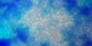 Açık pembe, kristalli mavi vektör şablonu, üçgenler. Üçgenli soyut gradyan çizimi. Duvar kağıtları için şablon.