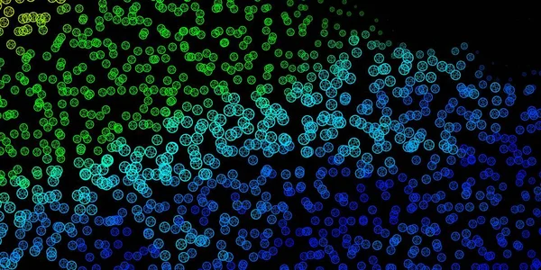 Koyu mavi, üzerinde gizemli semboller olan yeşil vektör arkaplanı. Sihirli ruhani güç işaretleri olan bir ilüzyon. Gizemli, mistik tasarımlar için arkaplan.