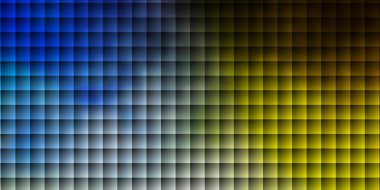 Açık mavi, sarı vektör arkaplanı çokgen biçiminde. Renkli dikdörtgenlerle soyut gradyan çizimi. İş broşürleri, broşürler için desen