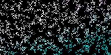 Esrarengiz sembollü koyu pembe, mavi vektör arkaplan. Renkli mistik semboller. Antik tarzda bir eğilim var. En iyi tasarım Cadılar Bayramı olayları.