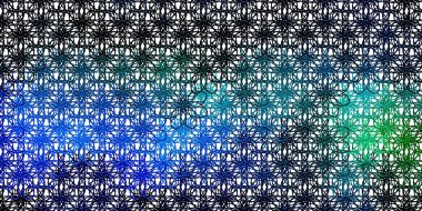 Açık mavi, eğri çizgileri olan yeşil vektör arkaplan. Gradyan eğrileri olan renkli soyut çizimler. İş tanıtımınız için tasarım.